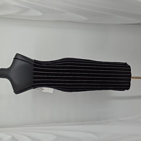 Leith Dress Velvet Striped Slits Both Sides V Neck Strappy Midi Dress Size XS - Picture 5 of 16